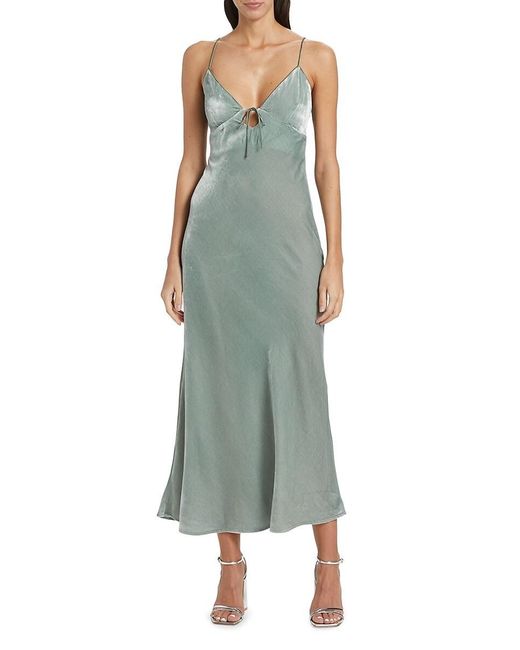 Susana Monaco Green Velvet Silk Blend Cutout Maxi Slip Dress