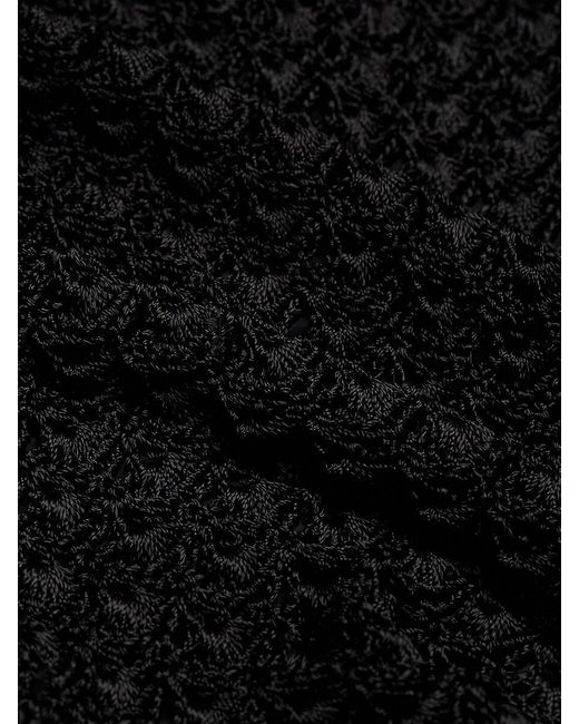 Alice + Olivia Black Bray Crochet Scoopneck Midi-Dress