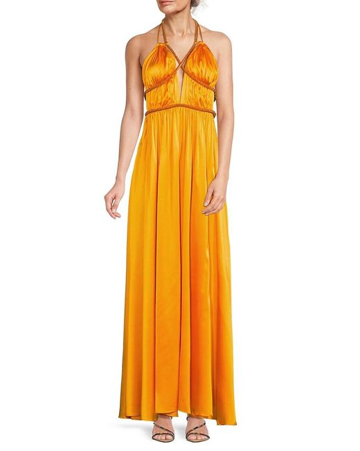 Cult Gaia Yellow Salee Satin Empire Gown