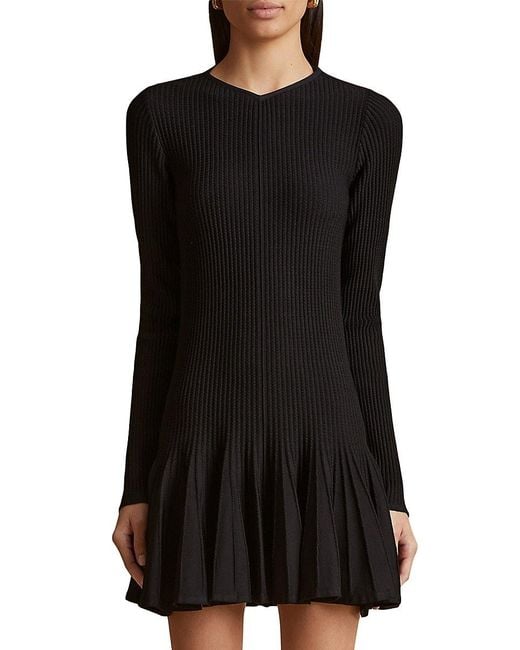 Khaite Black Mamie Ribbed-Knit Minidress