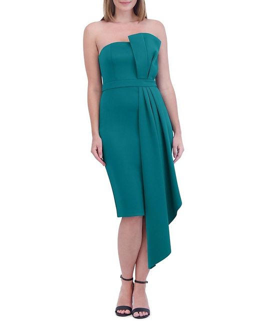 Eliza J Green Asymmetric Strapless Sheath Dress