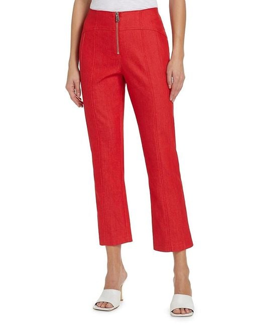 Cinq À Sept Red Loren Front-Zip Crop Pants