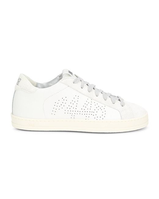 P448 White Leather Low-Top Sneakers