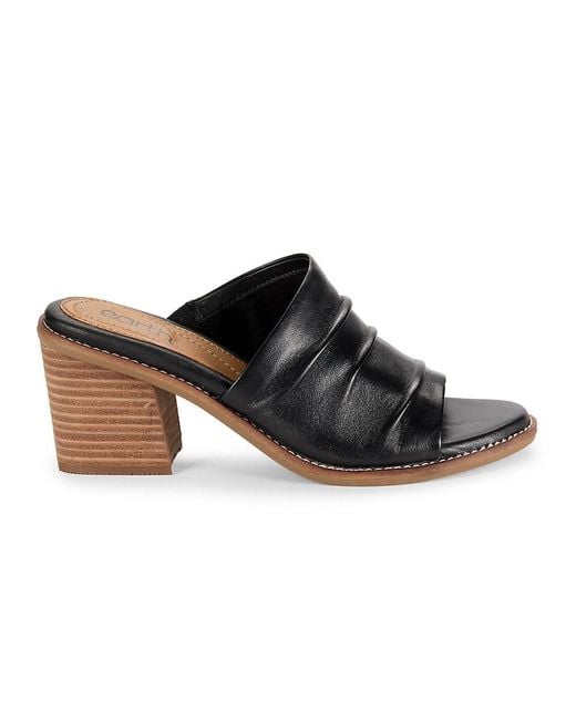 Earth Brown Etadara Stacked Heel Leather Sandals