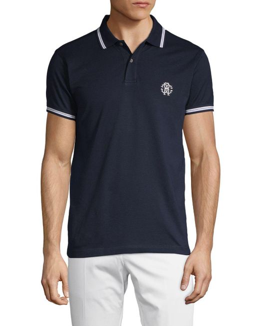 Roberto Cavalli Short-sleeve Cotton Polo in Blue for Men | Lyst