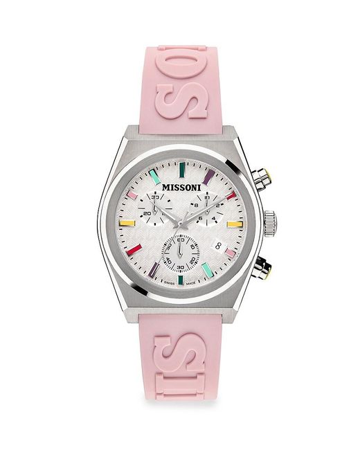 Missoni Pink 331 Active 38mm Stainless Steel & Silicone Strap Chronograph Watch