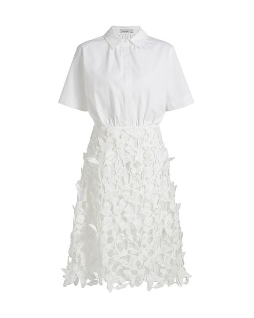 Jonathan Simkhai White Colette Mixed-Media Midi-Dress