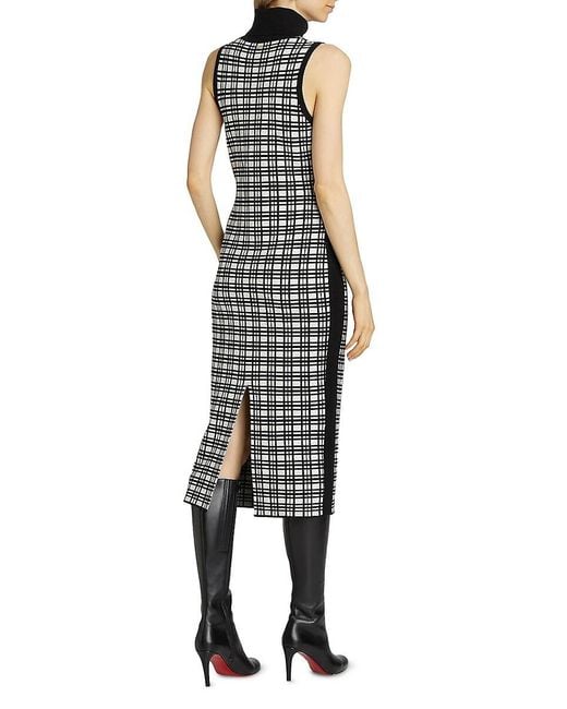 Alice By Temperley Black Peggy Windowpane Knit Sleeveless Midi-Dress