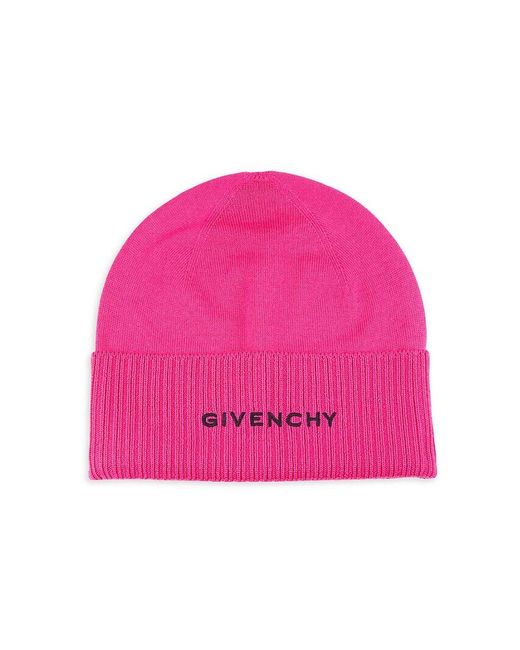Givenchy Pink Logo Wool Beanie