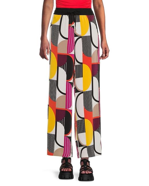 Karl Lagerfeld White Mixed-Print Drawstring Pants