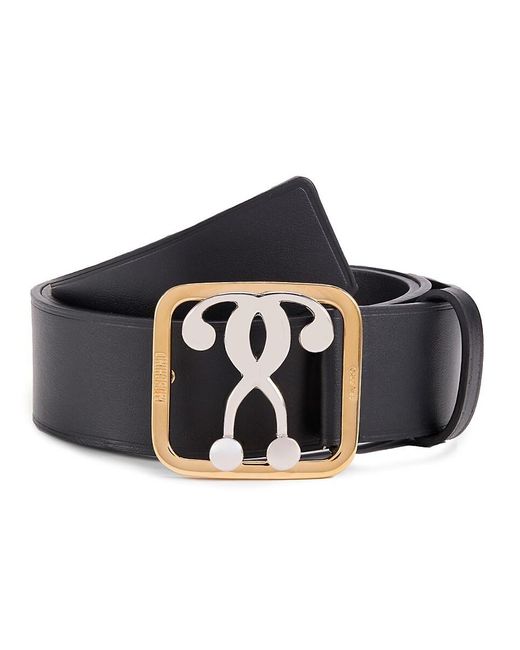 Moschino Black Graphic Leather Belt for men