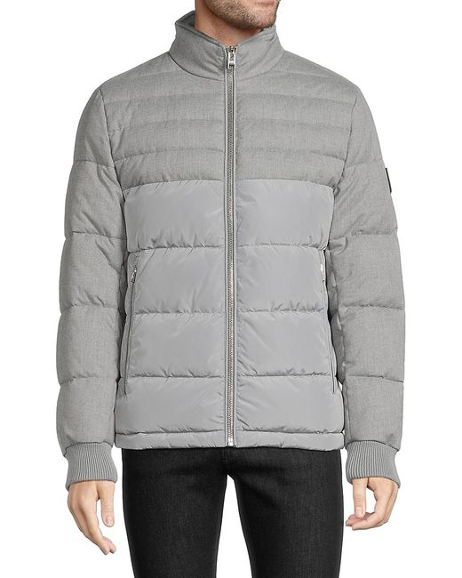 Boss Gray Cato Stand Collar Puffer Jacket for men