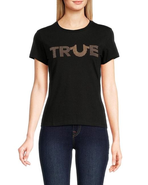True Religion Black Studded Logo Tee
