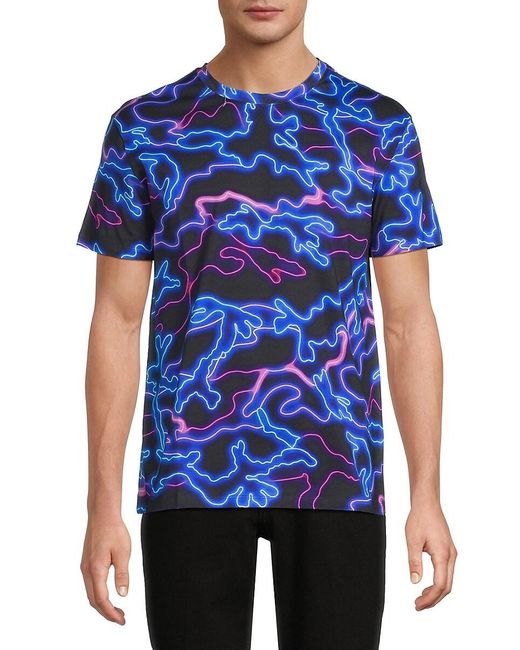 Valentino Blue Abstract Cotton T-Shirt for men