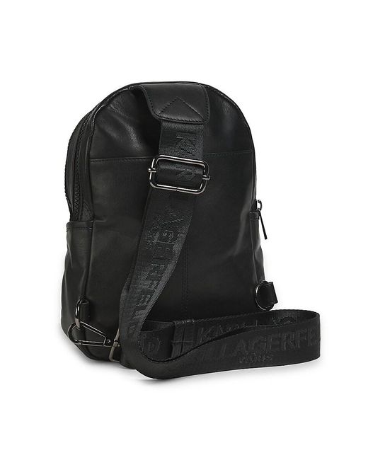 Karl Lagerfeld Black Croc-embossed Leather Sling Backpack for men
