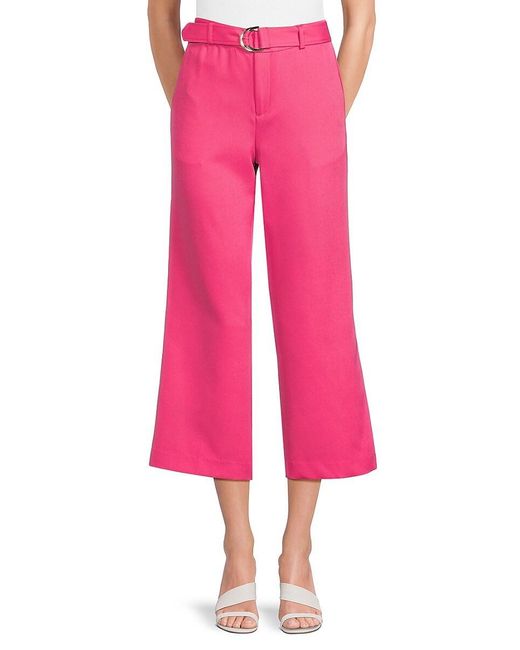 Saks Fifth Avenue Pink Belted Crop Wide Leg Pants