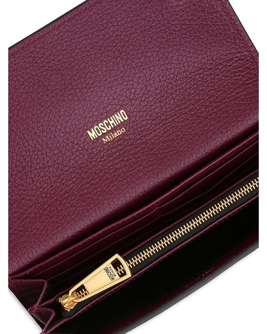 Moschino Purple Logo Leather Long Wallet