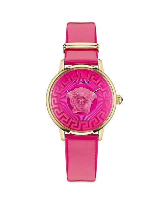Versace Pink Medusa Alchemy 38mm Ip Goldtone Stainless Steel & Leather Watch