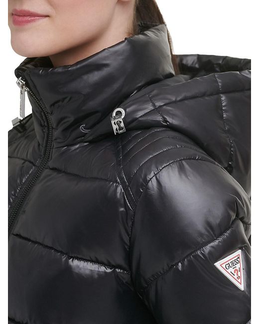 Guess Hooded Puffer Jacket in Blue Lyst UK