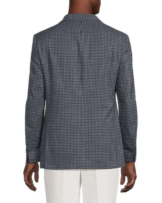 Tommy Hilfiger Blue Checked Wool-Blend Modern-Fit Sport Coat for men