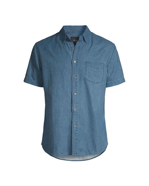 Rails Blue Paros Linen Blend Shirt for men