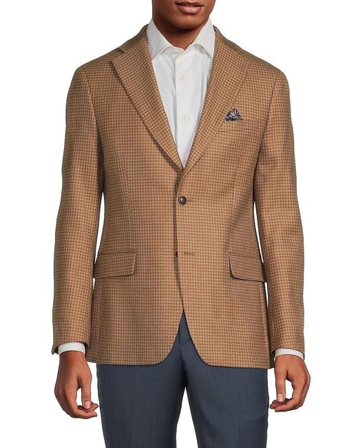 Tallia Elbow Patch Houndstooth Wool Blend Sportcoat in Brown for Men | Lyst  Canada