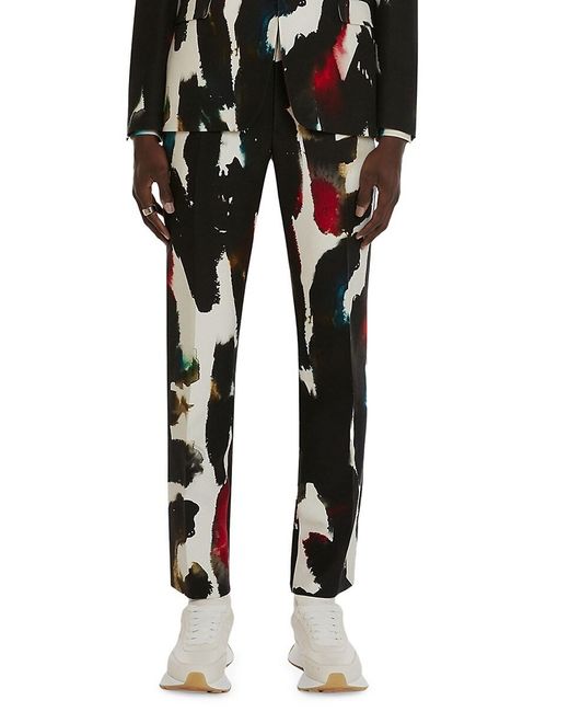 Alexander McQueen Black Tie Dye Print Pants for men