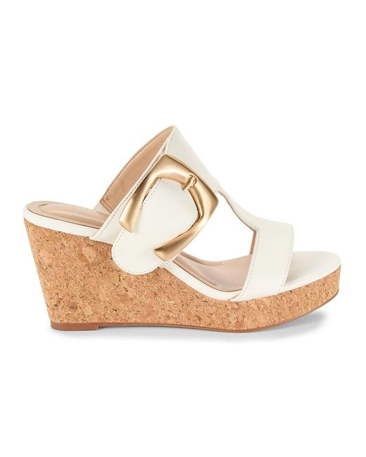 Charles David White Glory Wedge Platform Sandals