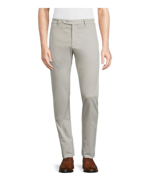 Zanella Cotton Noah Solid Dress Pants in Grey (Gray) for Men Lyst
