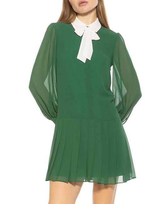 Alexia Admor Green Glennis Pleated Mini Dress
