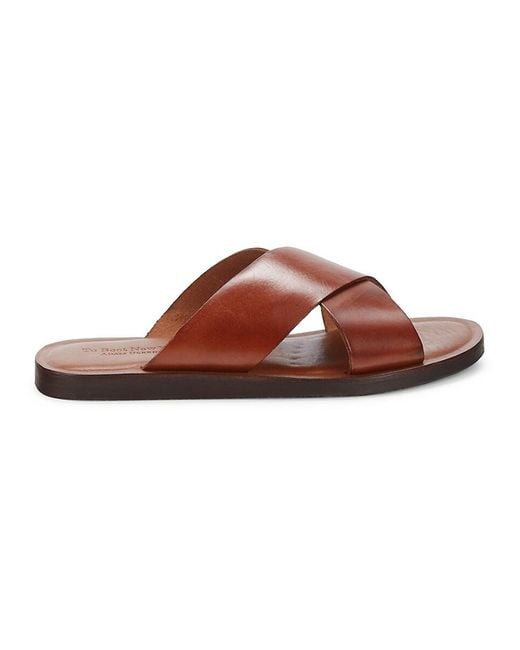To Boot New York Miramore Leather Crisscross Flat Sandals in Brown