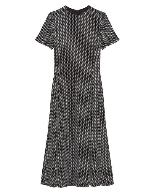 Theory Black Birdseye A-Line Flare Midi-Dress