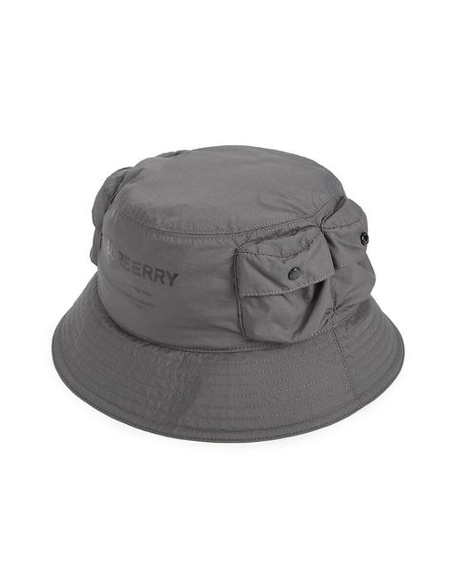 Uitreiken Confronteren Collega Burberry Logo Bucket Hat in Gray for Men | Lyst