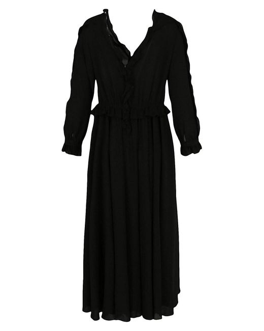 Bottega Veneta Black Georgette Fit & Flare Dress
