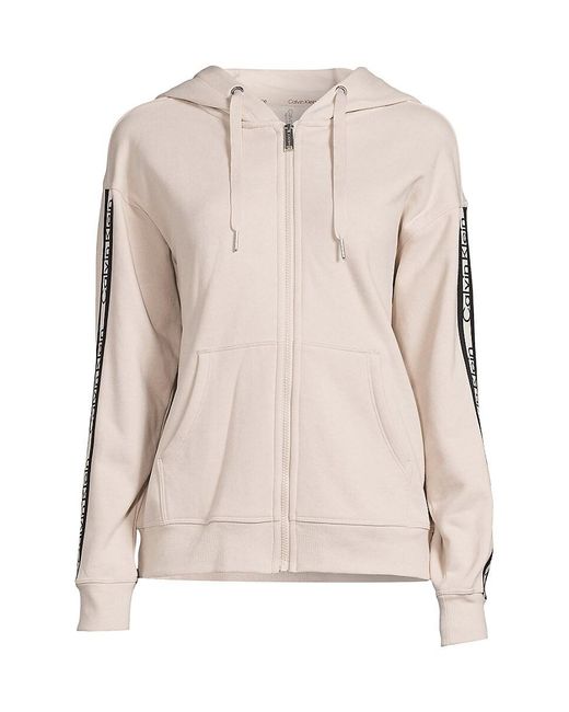 Womens logo tape zip up best sale hoodie
