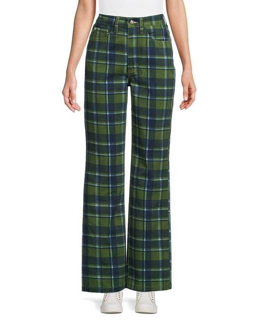 We Wore What Weworewhat High Rise Plaid Dad Jeans in Green | Lyst