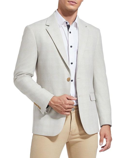 Duchamp Gray Windowpane Plaid Slim Fit Sportcoat for men