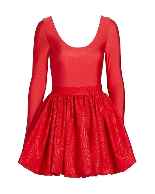 Alice + Olivia Red Chara Bubble-Hem Minidress