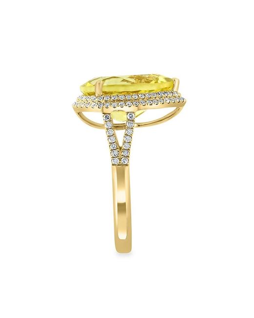Effy 14k Yellow Gold, Lemon Quartz & Diamond Halo Ring