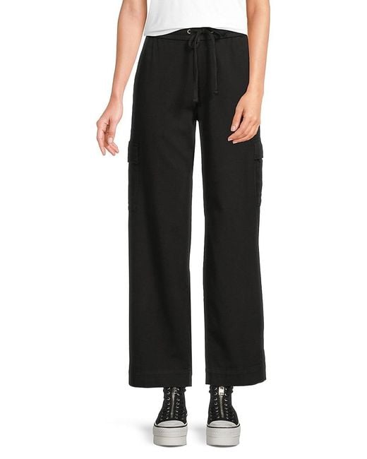 James Perse Black Soft Twill Wide-Leg Pants