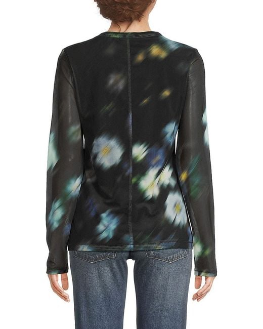 Rag & Bone Black Aliyah Floral Mesh Crew Top
