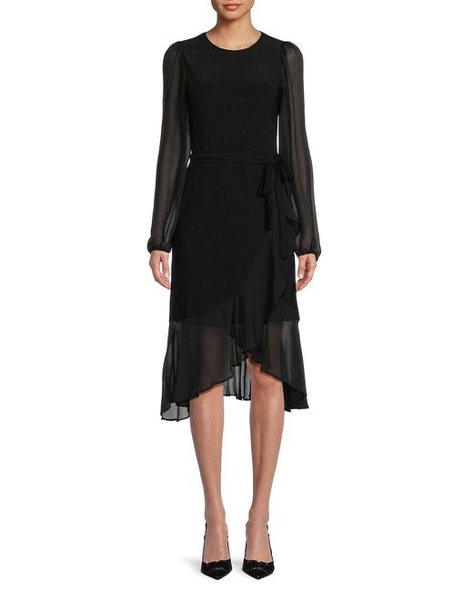 Tommy Hilfiger Black Ruffle Asymmetrical Dress