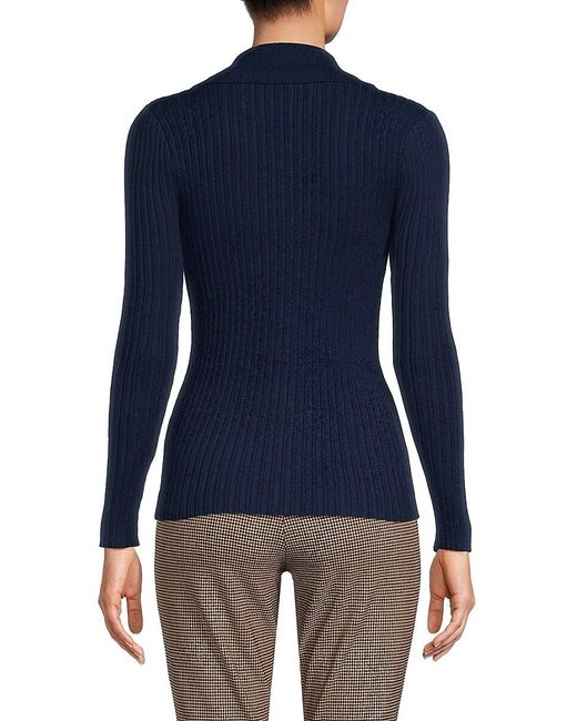 Nanette Lepore Blue 'Ribbed Faux Button Sweater