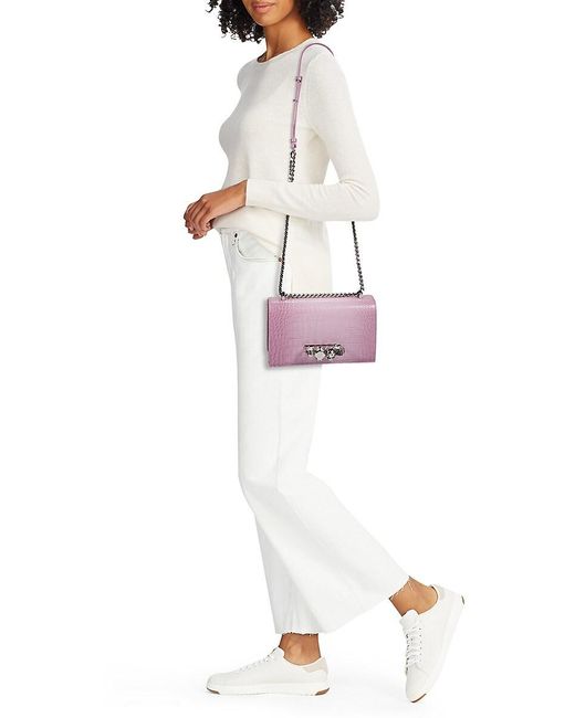 Alexander McQueen Pink Embossed Leather Crossbody Bag