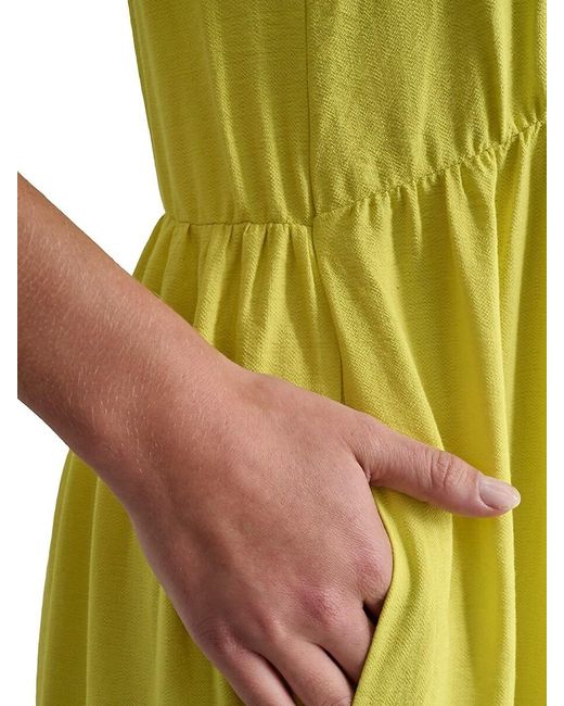 DKNY Yellow Puff-Sleeve Zip-Front Woven Dress