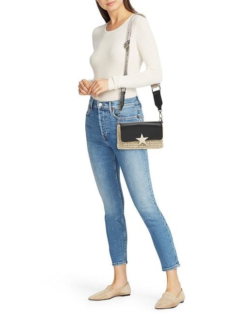 Vintage Havana Black Capri Raffia Shoulder Bag