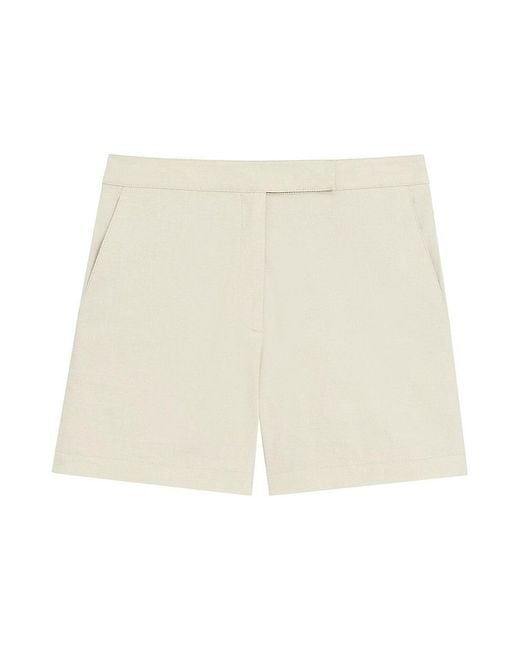 Theory Green Linen-Blend Shorts