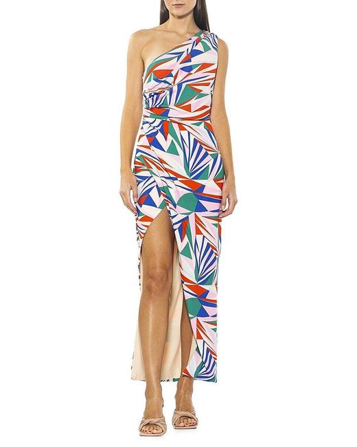 Alexia Admor Alessi Draped Oneshoulder Slit Maxi Dress in Blue Lyst