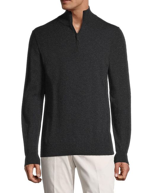 Saks Fifth Avenue Collection Cashmere Half-zip Sweater in Charcoal ...