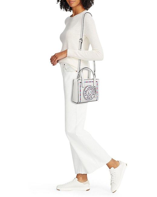 Karl Lagerfeld White Nouveau Leather Crossbody Bag